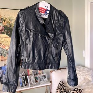 Navy leather jacket